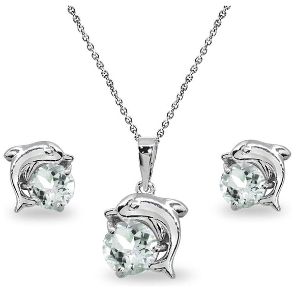 Dolphin Gemstones Sterling Silver Set - Picture 7 of 9